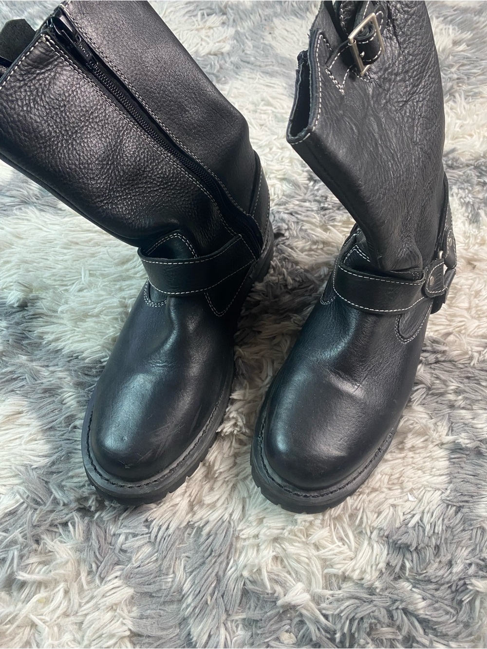 Adtec Men's Black Leather Motorcycle Boot Size 10 M-2448